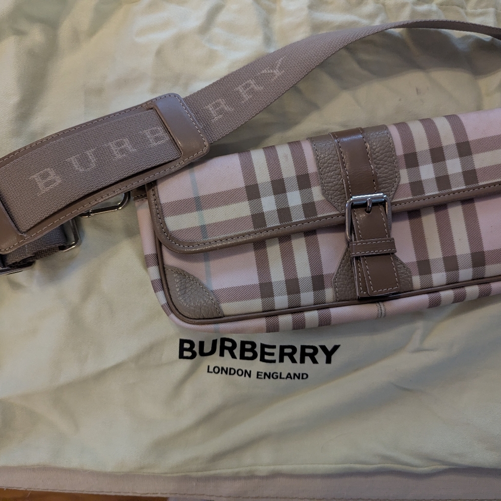 *Authentic* Burberry Pink and Brown Clutch Bag With Strap.